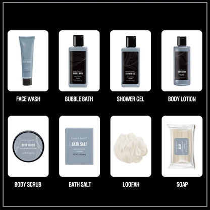 Bath Body Care Spa Gift Basket Sets for Men - 8 Pcs Luxury Bath Set Skin Care Kit Valentine'S Day Birthday Gifts for Him