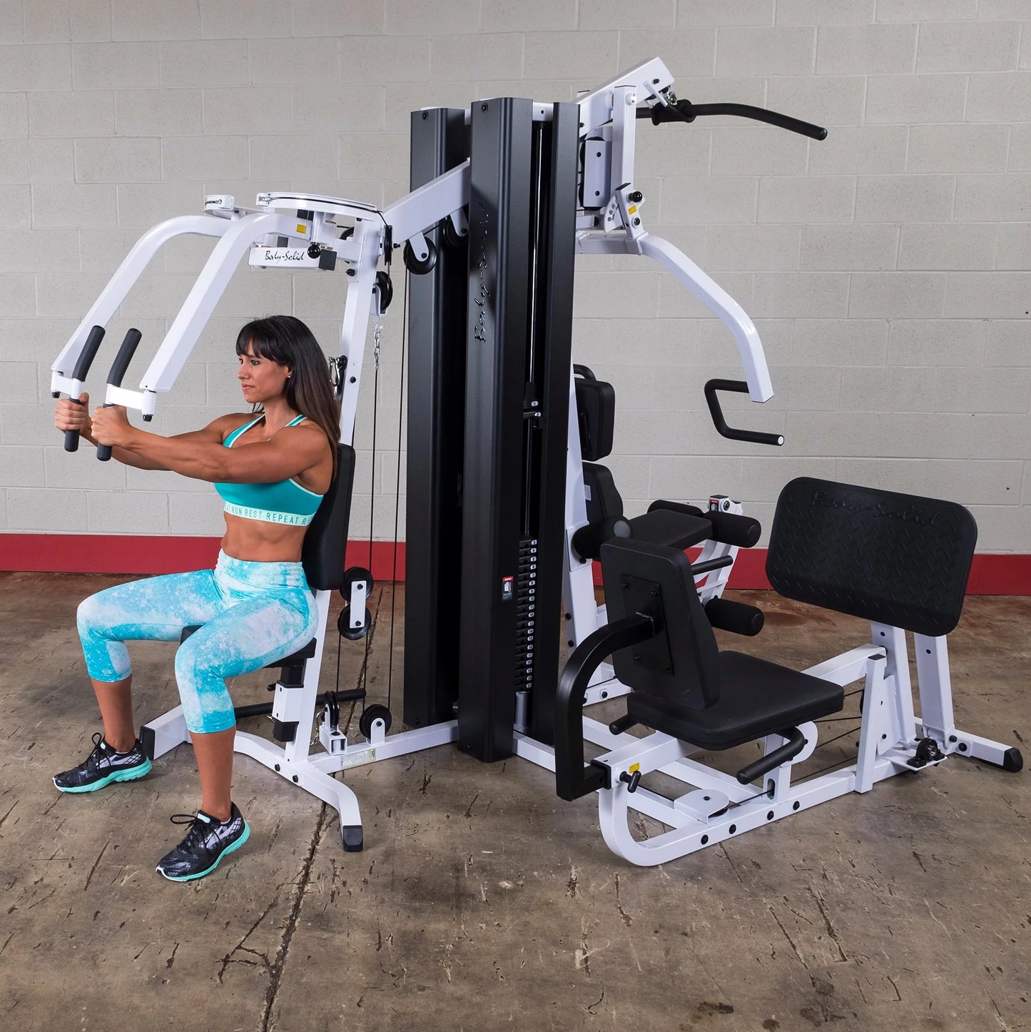Body Solid EXM3000LPS Commercial Double Stack Gym System - Three Station Configuration